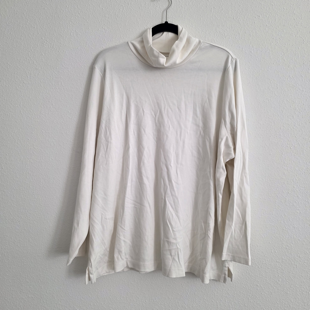 Lands' End Cream Turtle Neck Tee 100% Cotton 3X 24W-26W